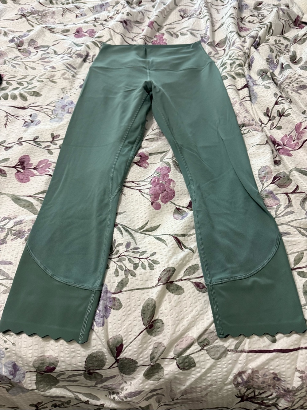 lululemon athletica Teal Green Flare Leggings with Scallop Hem